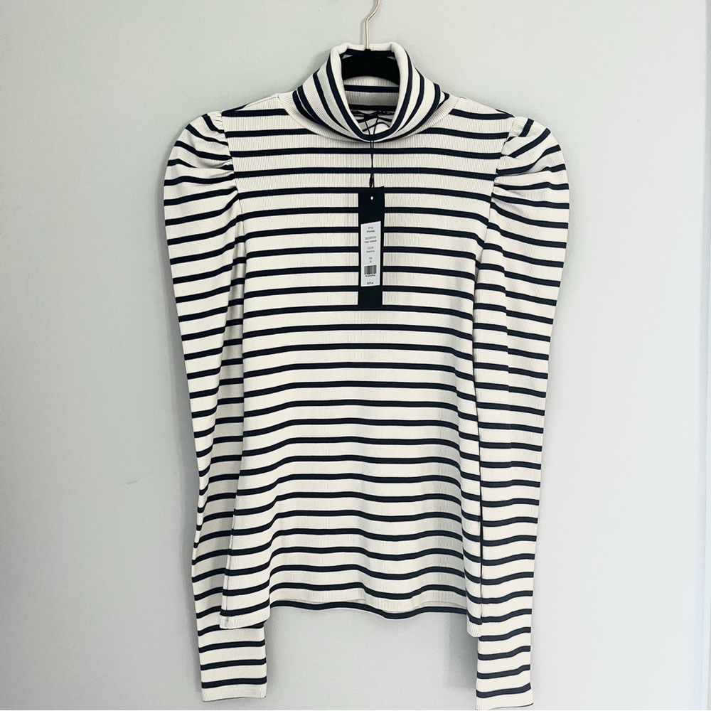 Veronica Beard Jeans Cedar Stripe Turtleneck Navy Ivory Size XS NWT